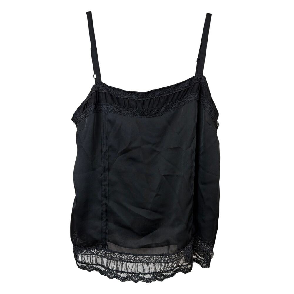 Loft Black Sleeveless Lined Lace Hem Side Zipper Tank Top Size 14